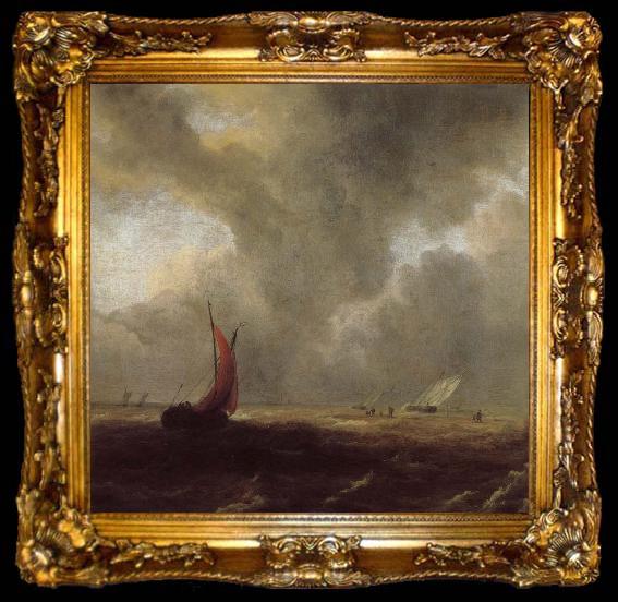 framed  Jacob van Ruisdael Sailing Vessels in a Choppy sea, ta009-2